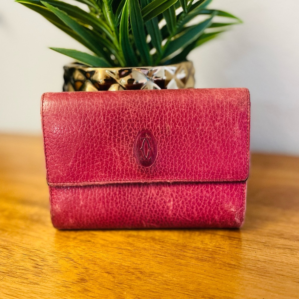 CARTIER Gorgeous Oxblood Red Leather Large Wallet 💯 AUTHENTIC